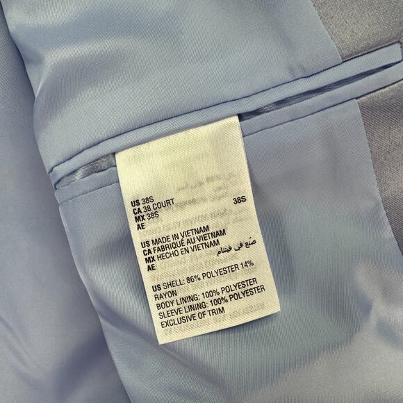 Alfani Mens Slim Fit Floral Evening Suit Jacket Light Blue 38S - Picture 5 of 5